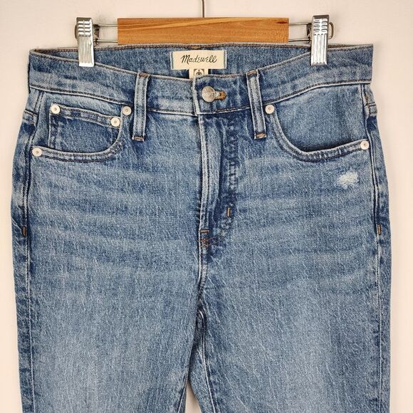 Madewell Jeans Mid-rise Perfect Vintage Distressed Ripped Blue Stretchy Sz 25 - Picture 4 of 16